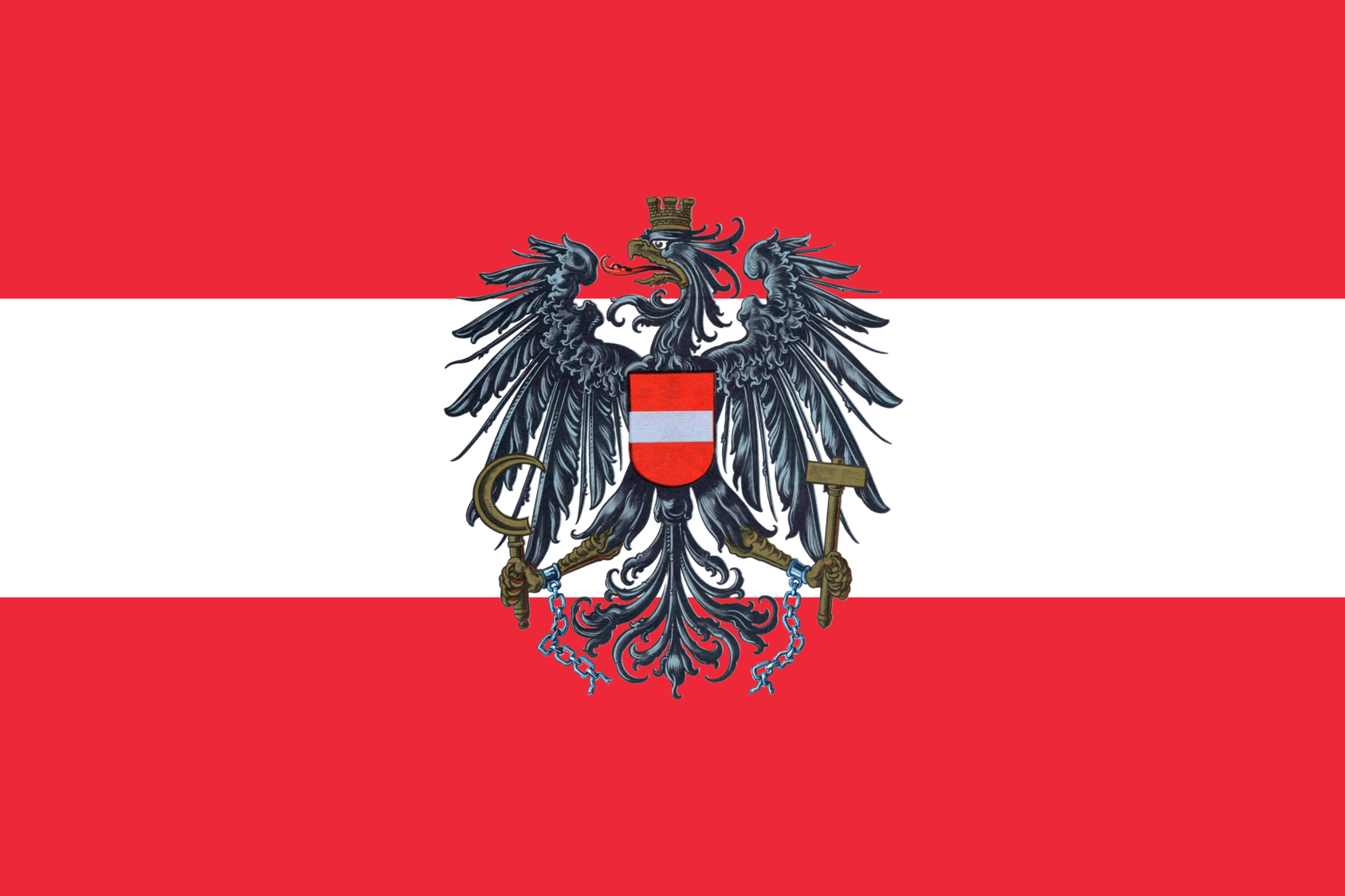 Flagge Austria mit Adler - Siegfried Marcus Berufsschule