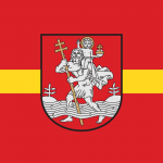 Flagge Vilnius mit Wappen – Zuschnitt