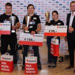 Vlnr.: Matthias Winkler (2. Platz), Felix Raub (1. Platz), Taita-Theres Ekelhardt (3. Platz), Würth Bezirksleiter Heinz Parapatits